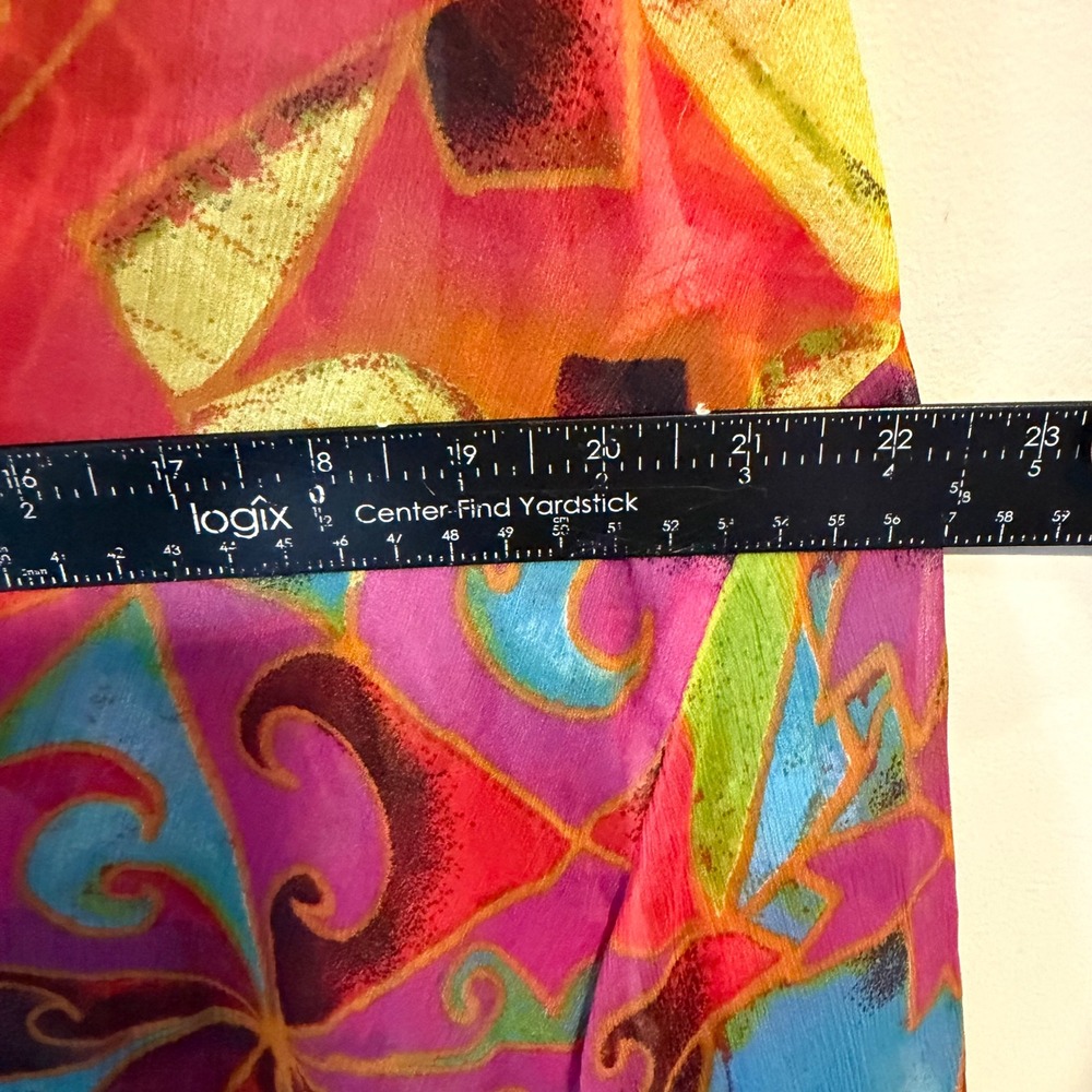 Additions by Chicos Womens Abstract Geometric Sheer Button Down Blouse Size 2 - Picture 2 of 6